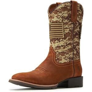 New Sureway Mens Size 12 Suede Leather American Flag Camo Non Slip Cowboy Boots